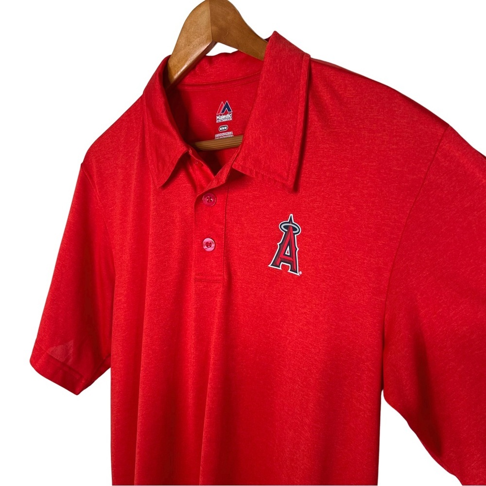 Majestic Polo Shirt Los Angeles Angels of Anaheim Short Sleeve Red M Medium